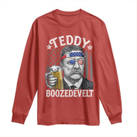 Teddy Boozedevelt Theodore Roosevelt 4th of July Long Sleeve Shirt Funny Beer Drinking Vintage American Flag