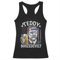 Teddy Boozedevelt Theodore Roosevelt 4th of July Racerback Tank Top Funny Beer Drinking Vintage American Flag