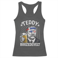 Teddy Boozedevelt Theodore Roosevelt 4th of July Racerback Tank Top Funny Beer Drinking Vintage American Flag