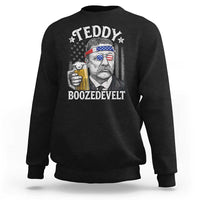 Teddy Boozedevelt Theodore Roosevelt 4th of July Sweatshirt Funny Beer Drinking Vintage American Flag