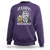 Teddy Boozedevelt Theodore Roosevelt 4th of July Sweatshirt Funny Beer Drinking Vintage American Flag