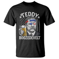 Teddy Boozedevelt Theodore Roosevelt 4th of July T Shirt Funny Beer Drinking Vintage American Flag
