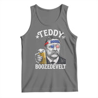 Teddy Boozedevelt Theodore Roosevelt 4th of July Tank Top Funny Beer Drinking Vintage American Flag