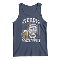 Teddy Boozedevelt Theodore Roosevelt 4th of July Tank Top Funny Beer Drinking Vintage American Flag