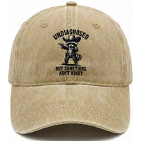 Undiagnosed But Something Ain't Right Washed Cotton Baseball Cap Funny Raccoon Cowboy