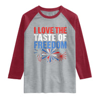 I Love The Taste Of Freedom Funny 4th of July Couple Matching Raglan Shirt US Fireworks