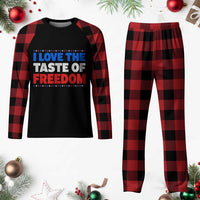 I Love The Taste Of Freedom Funny 4th of July Couple Matching Plaid Pajama Set