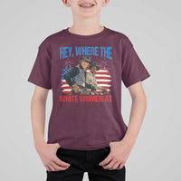 Hey Where The White Women At 4th of July Meme 70s Movie T Shirt For Kid