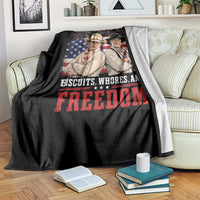 Biscuits Whores And Freedom Funny Western Cowboy 4th of July Throw Blanket