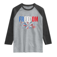 Freedom Funny 4th of July Couple Matching Raglan Shirt US Fireworks