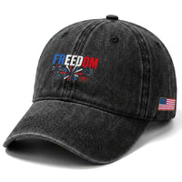 Freedom Funny 4th of July Couple Matching Washed Cotton Baseball Cap US Fireworks