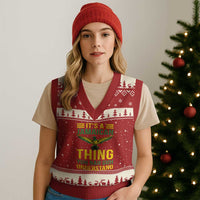It's A Jamaican Thing Yuh Nah Guh Understand V-Neck Knit Sweater Vest Jamaica Hummingbird - Wonder Print Shop