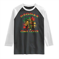 Reggae One Love Raglan Shirt Rasta Music Jamaican Pride Headphones Lion - Wonder Print Shop