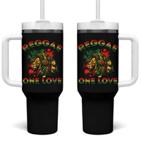 Reggae One Love Tumbler With Handle Rasta Music Jamaican Pride Headphones Lion - Wonder Print Shop