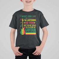 Rasta Reggae Music T Shirt For Kid Funny I Might Look Like I'm Listening But I'm Playing My Guitar - Wonder Print Shop