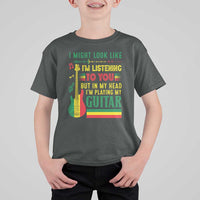 Rasta Reggae Music T Shirt For Kid Funny I Might Look Like I'm Listening But I'm Playing My Guitar - Wonder Print Shop