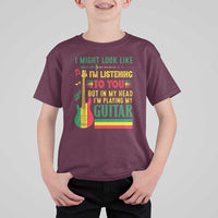 Rasta Reggae Music T Shirt For Kid Funny I Might Look Like I'm Listening But I'm Playing My Guitar - Wonder Print Shop