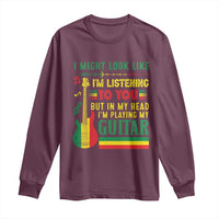 Rasta Reggae Music Long Sleeve Shirt Funny I Might Look Like I'm Listening But I'm Playing My Guitar - Wonder Print Shop