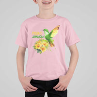 Proud Jamaican T Shirt For Kid Jamaica Flag Hummingbird Hibiscus - Wonder Print Shop