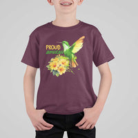 Proud Jamaican T Shirt For Kid Jamaica Flag Hummingbird Hibiscus - Wonder Print Shop