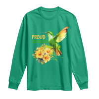 Proud Jamaican Long Sleeve Shirt Jamaica Flag Hummingbird Hibiscus - Wonder Print Shop