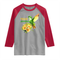 Proud Jamaican Raglan Shirt Jamaica Flag Hummingbird Hibiscus - Wonder Print Shop