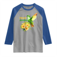 Proud Jamaican Raglan Shirt Jamaica Flag Hummingbird Hibiscus - Wonder Print Shop