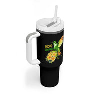Proud Jamaican Tumbler With Handle Jamaica Flag Hummingbird Hibiscus - Wonder Print Shop