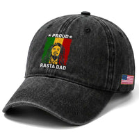 Proud Rasta Dad Washed Cotton Baseball Cap Rastafarian Jamaica Father's Day