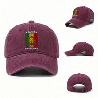 Proud Rasta Dad Washed Cotton Baseball Cap Rastafarian Jamaica Father's Day
