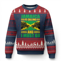Funny Jamaica Is Calling And I Must Go Ugly Christmas Sweater Jamaican Flag Travel - Wonder Print Shop