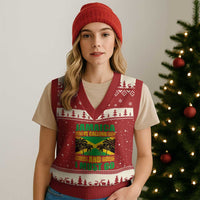 Funny Jamaica Is Calling And I Must Go V-Neck Knit Sweater Vest Jamaican Flag Travel - Wonder Print Shop