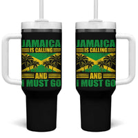 Funny Jamaica Is Calling And I Must Go Tumbler With Handle Jamaican Flag Travel - Wonder Print Shop