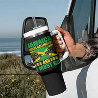 Funny Jamaica Is Calling And I Must Go Tumbler With Handle Jamaican Flag Travel - Wonder Print Shop
