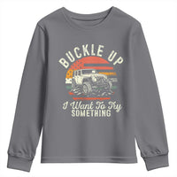 Funny Buckle Up I Want To Try Something Youth Sweatshirt Offroad Car American Flag - Wonder Print Shop