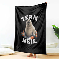 Team Neil The Seal Throw Blanket Funny Tasmania Elephant Seal with Traffic Cone