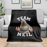 Team Neil The Seal Throw Blanket Funny Tasmania Elephant Seal with Traffic Cone
