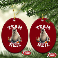 Team Neil The Seal Ceramic Ornament Funny Tasmania Elephant Seal with Traffic Cone