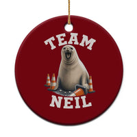 Team Neil The Seal Ceramic Ornament Funny Tasmania Elephant Seal with Traffic Cone