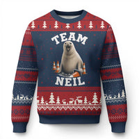 Team Neil The Seal Ugly Christmas Sweater Funny Tasmania Elephant Seal with Traffic Cone