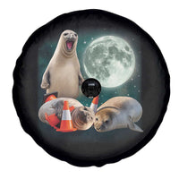 Funny Neil The Seal Howling at Moon 90s Retro Spare Tire Cover