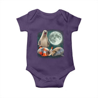 Funny Neil The Seal Howling at Moon 90s Retro Baby Onesie