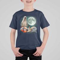 Funny Neil The Seal Howling at Moon 90s Retro T Shirt For Kid