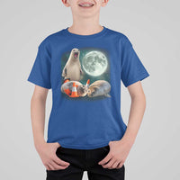 Funny Neil The Seal Howling at Moon 90s Retro T Shirt For Kid