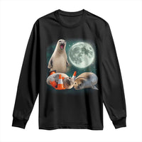 Funny Neil The Seal Howling at Moon 90s Retro Long Sleeve Shirt