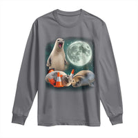 Funny Neil The Seal Howling at Moon 90s Retro Long Sleeve Shirt