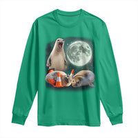 Funny Neil The Seal Howling at Moon 90s Retro Long Sleeve Shirt