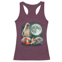 Funny Neil The Seal Howling at Moon 90s Retro Racerback Tank Top
