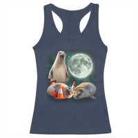 Funny Neil The Seal Howling at Moon 90s Retro Racerback Tank Top