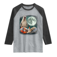Funny Neil The Seal Howling at Moon 90s Retro Raglan Shirt